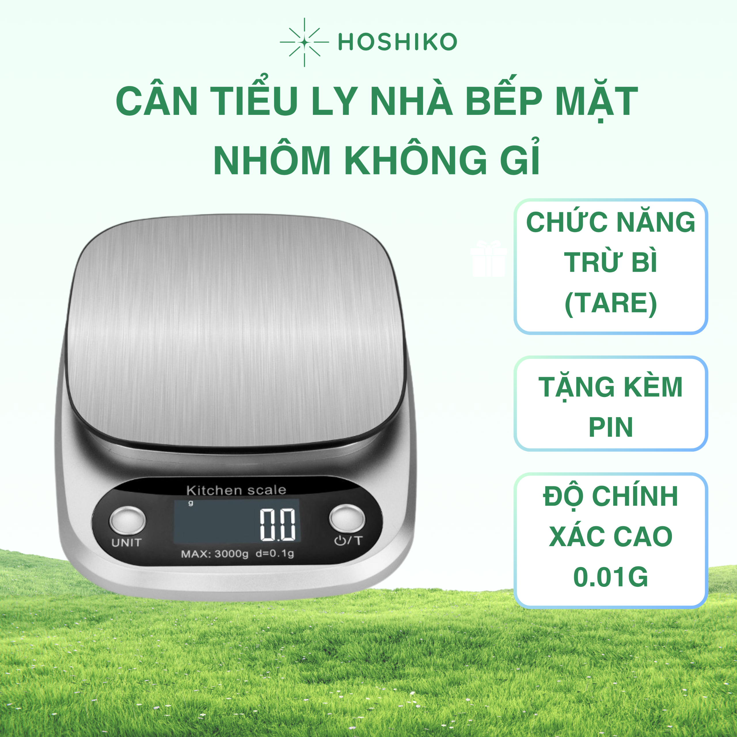 Cân tiểu ly điện tử nhà bếp mặt nhôm định lượng 3kg - Ảnh 3