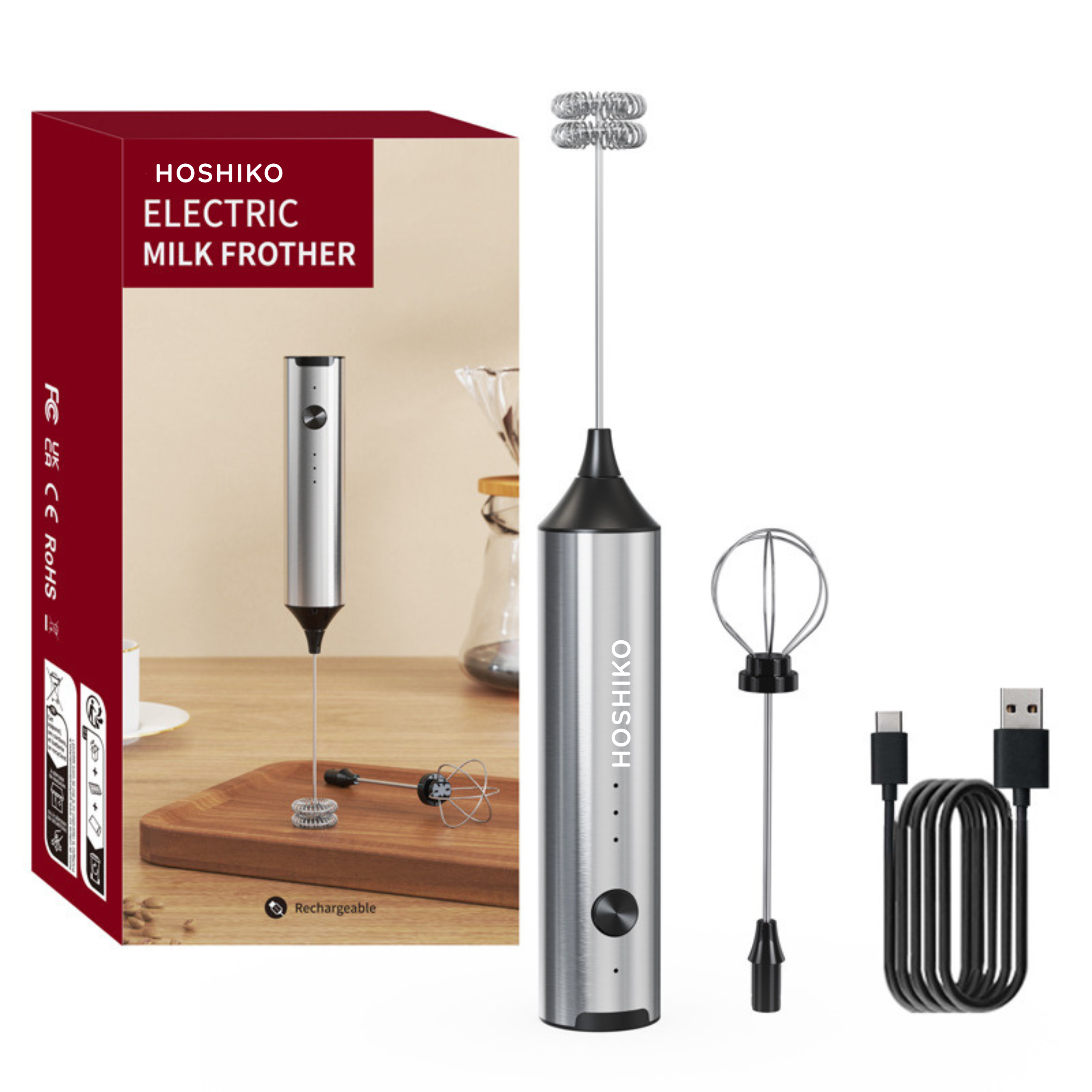 Máy tạo bọt H01 bằng thép không gỉ có sạc