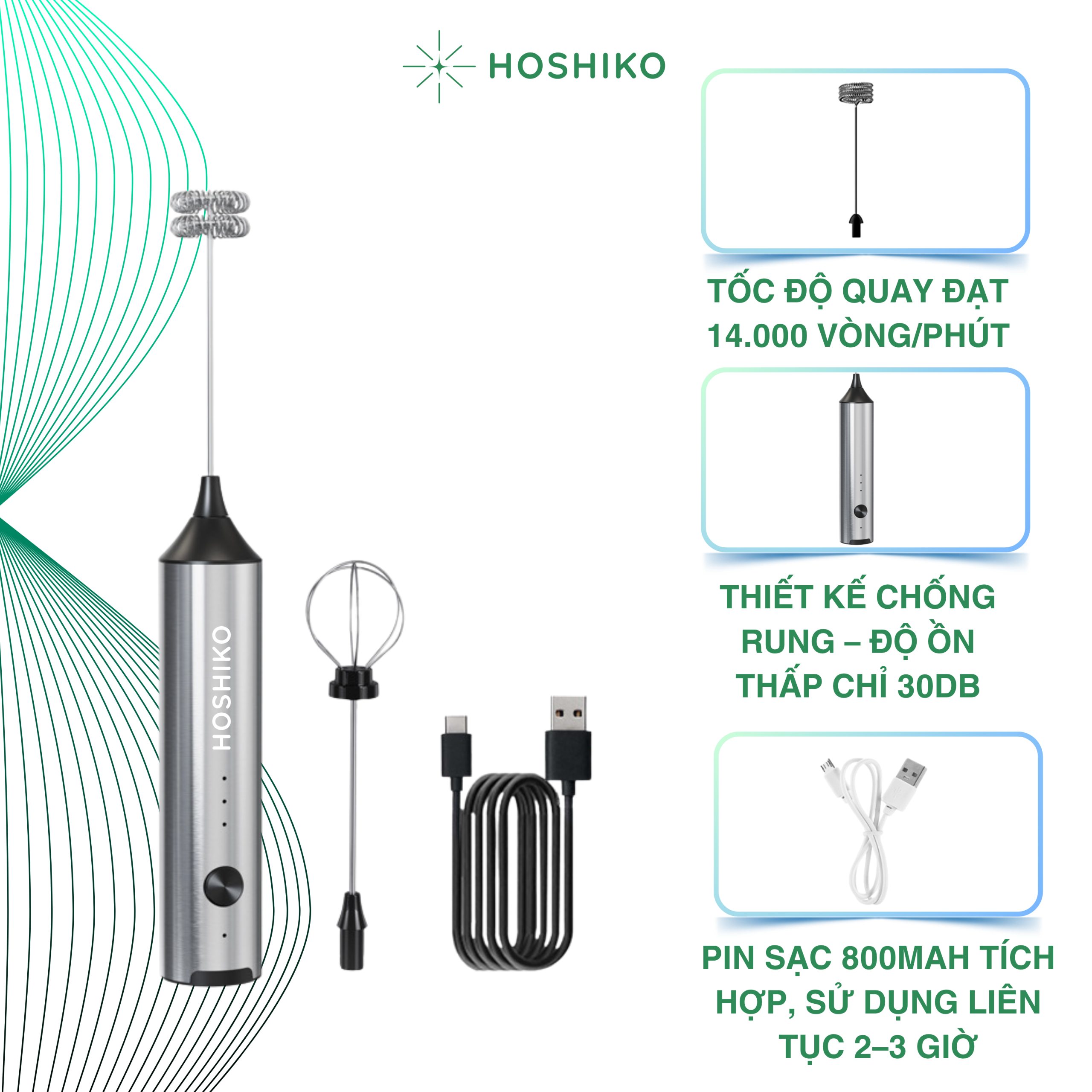 Máy tạo bọt H01 bằng thép không gỉ có sạc - Ảnh 2