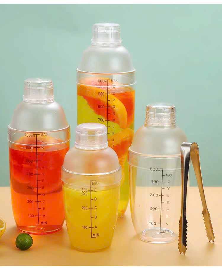 Bình lắc pha chế shaker nhựa vạch đen 530ml/70ml